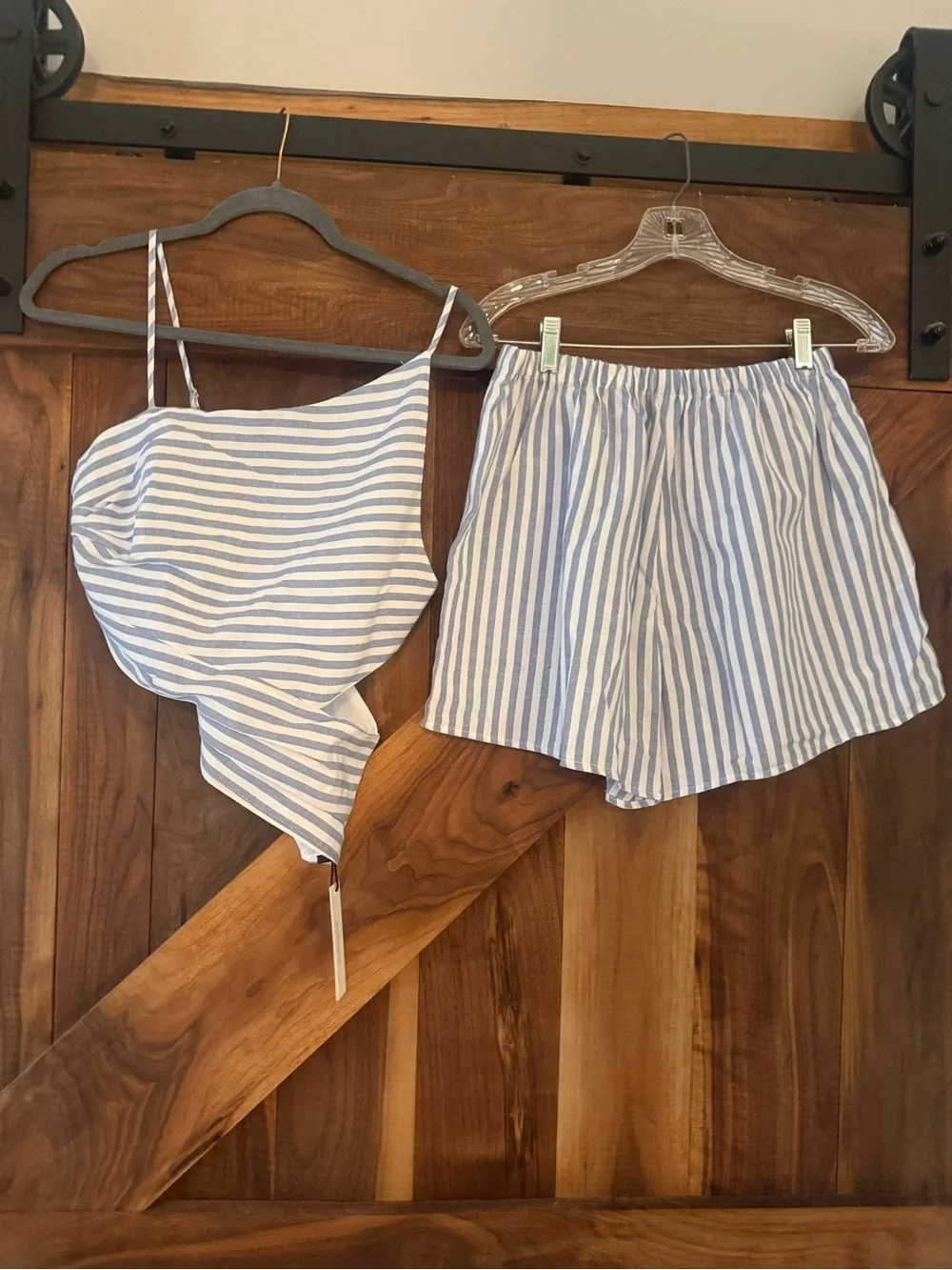 Striped Blue & White Two-Piece Matching Set